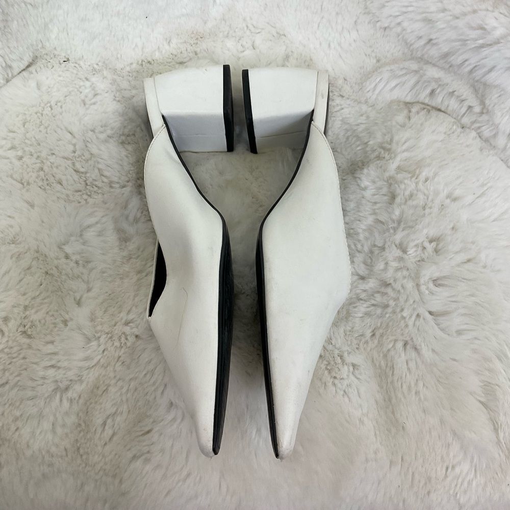 ZARA V Cut Pointed Tow Chunky Heel Mules US 9 EUR 40 - Picture 9 of 14